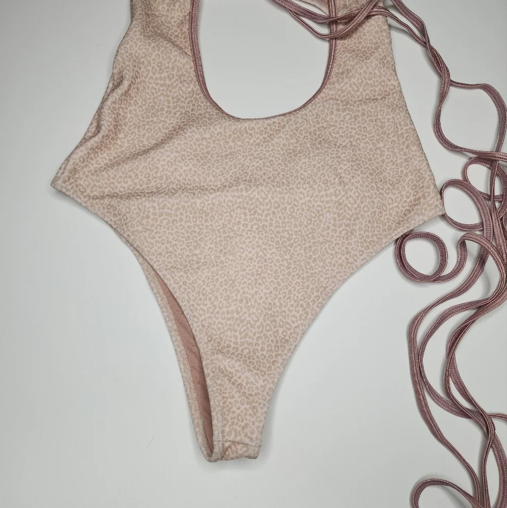 NEW Frankie’s bikinis Alice Terry Wrap One Piece Coco Cheetah Print Swimsuit Lrg